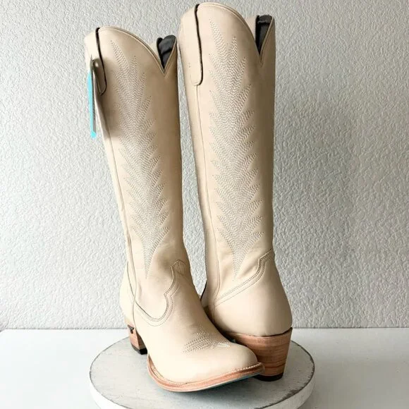 Lane JENTRY Knee High Womens Cowboy Boots 11 Pale Ivory Western Cowgirl Tall